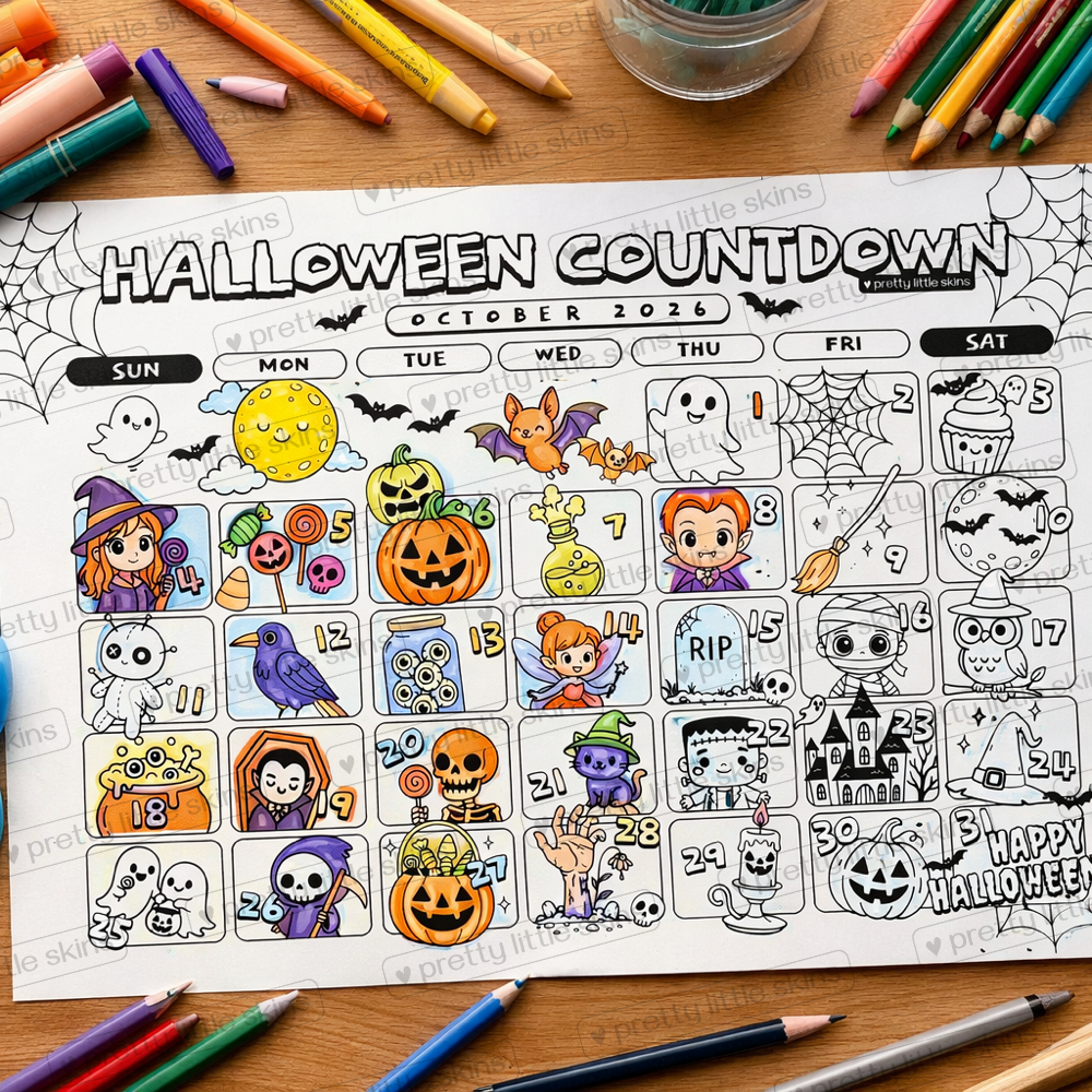 2026 Halloween Coloring Countdown Calendar