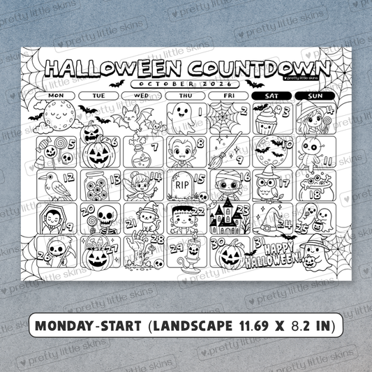 2026 Halloween Coloring Countdown Calendar