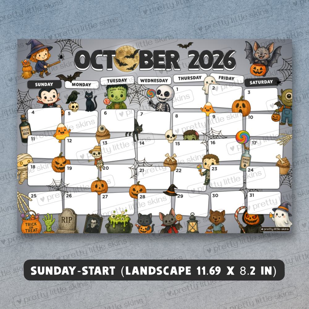 2026 Halloween Calendar – Spooky Cute Monthly A4 Planner