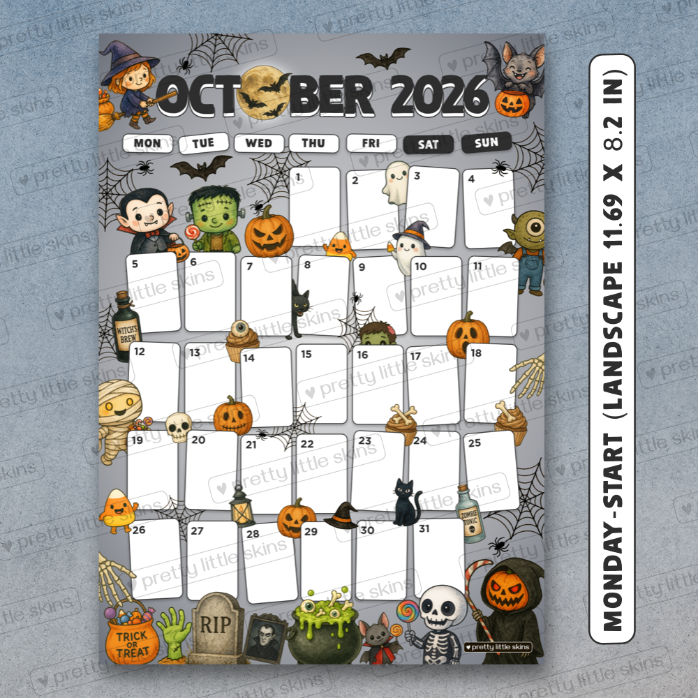 2026 Halloween Calendar – Spooky Cute Monthly A4 Planner