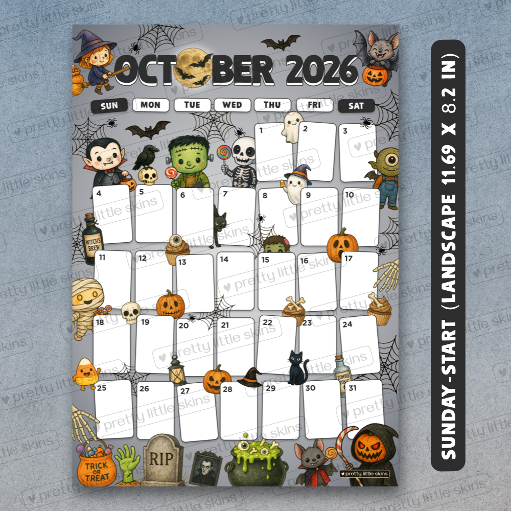 2026 Halloween Calendar – Spooky Cute Monthly A4 Planner