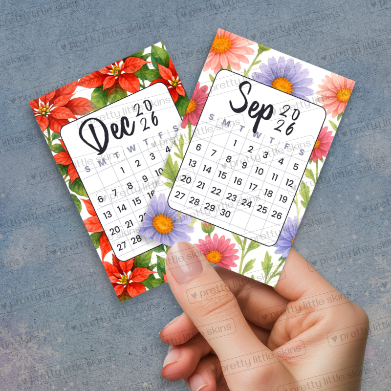 2026 Mini Floral Calendar – Pocket-Size Monthly Art Cards (Set of 12)