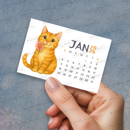 2026 Mini Cat Calendar – Pocket-Size Monthly Art Cards (Set of 12)